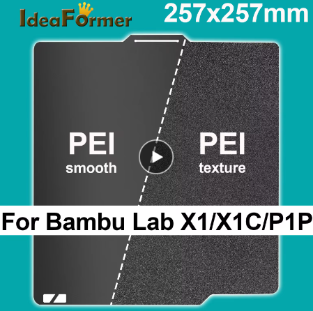 IdeaFormer PEI Build Plate Double Sided Textured Smooth Black PEI Bed Plate