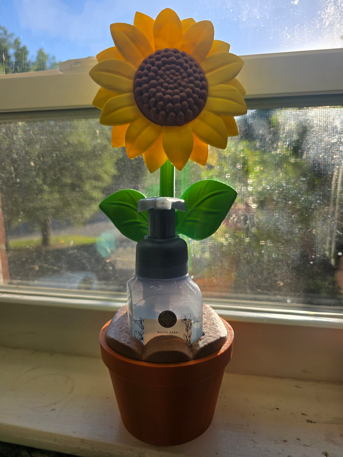 Sunflower Soap Dispenser Holder + Bath & Body Works Soap