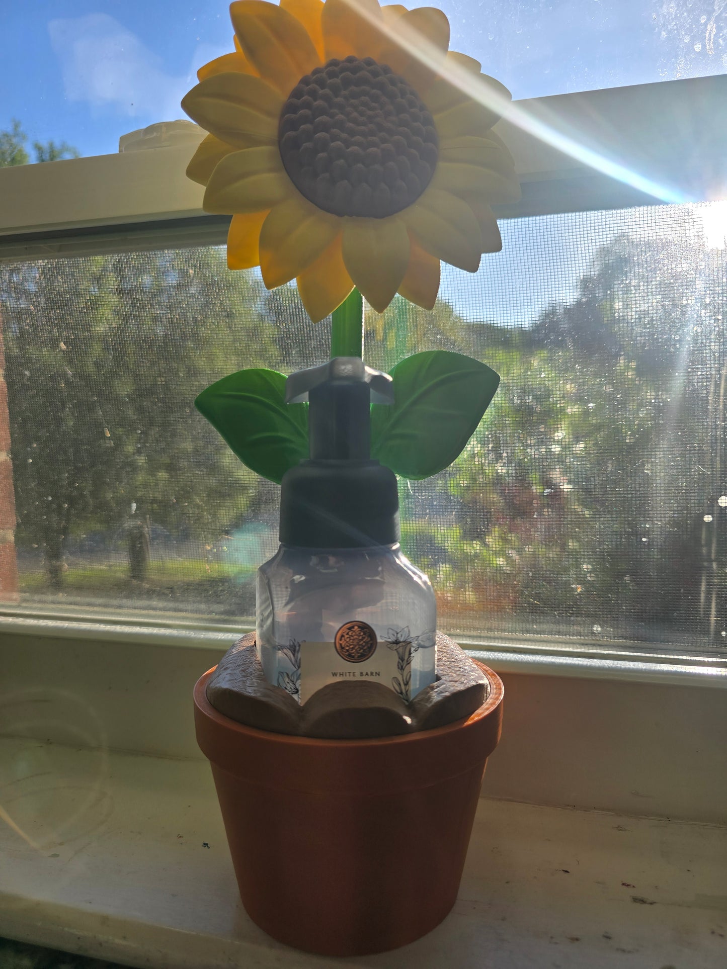 Sunflower Soap Dispenser Holder + Bath & Body Works Soap