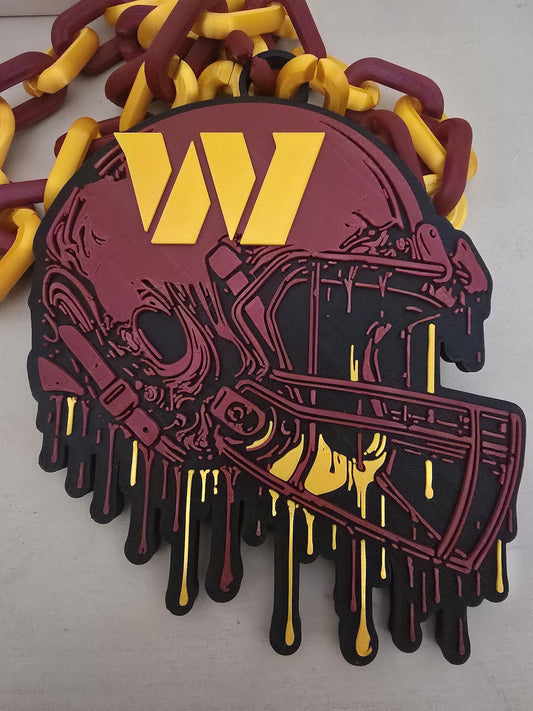 Football hype chain pendant with gold chain