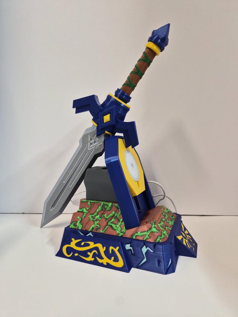 Side angle of the sword pedestal display stand with charging face