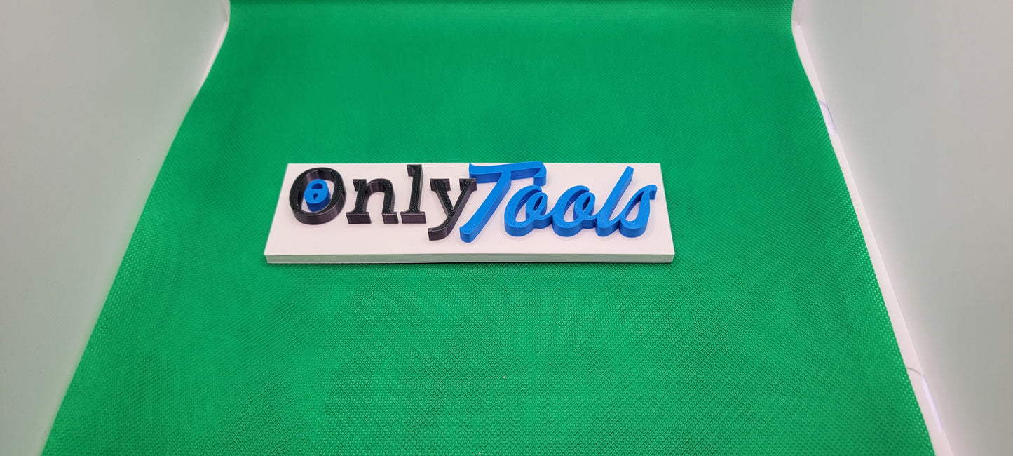 Sign detail showing layered lettering