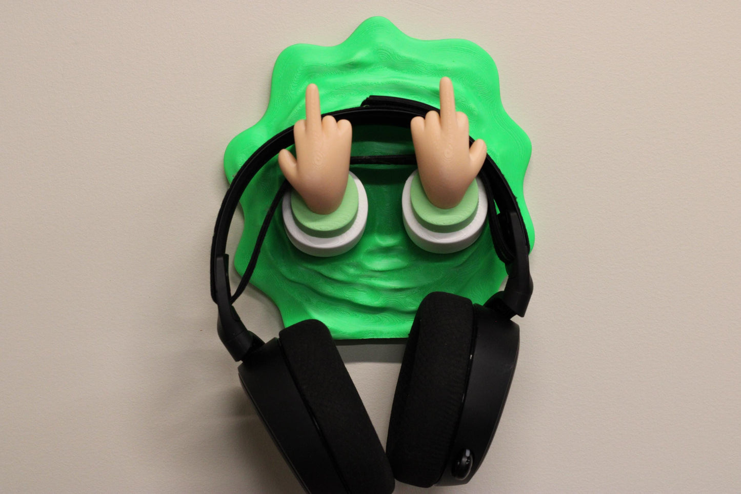 Green slime middle finger headphone holder wall mount