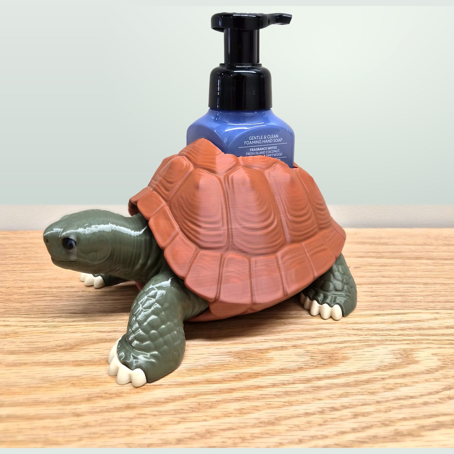 Tortoise Soap Dispenser Holder - Foaming Hand Soap Pump Cover - Cute Bathroom Decor - Free Surprise Soap Included